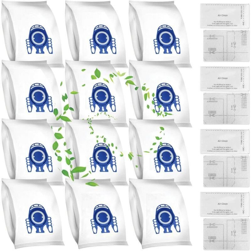 12 Staubbeutel, 4 Motorschutzfilter und 4 Abluftfilter für die Miele Staubsauger GN 3D Classic C1 Complete C2 C3, S2000,...