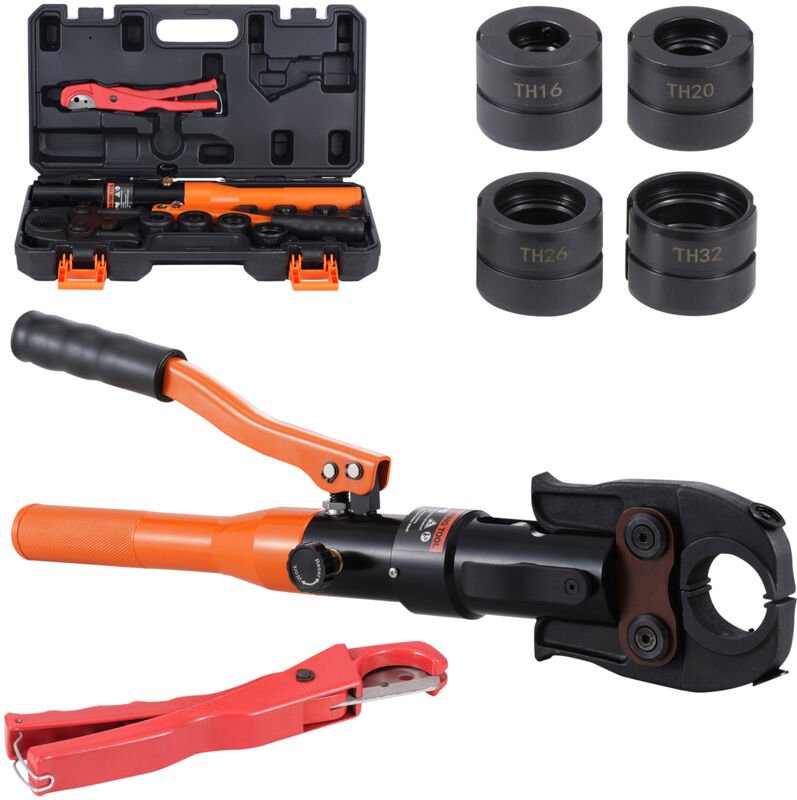 Mophorn - Hydraulisches Rohr-Crimpwerkzeug für Kupferrohrverbindungen, Presszange mit TH16, TH20, TH26, TH32 Schnellwech...