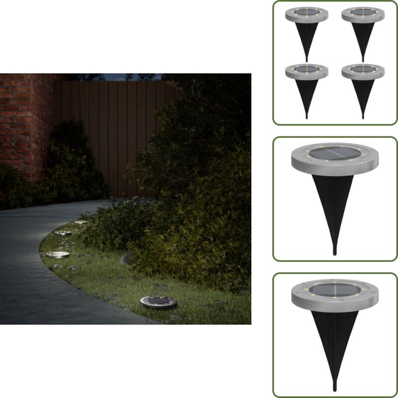 Solar-Bodenleuchten mit Erdspieß 4 Stk. Warmweiß - Solarlaterne - Gartenbeleuchtung - Außenscheinwerfer - LED-Strahler -...