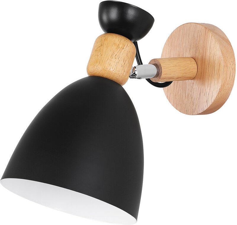 Wandleuchte - Skandinavischer Stil - Metall und Holz - Jorson Schwarz