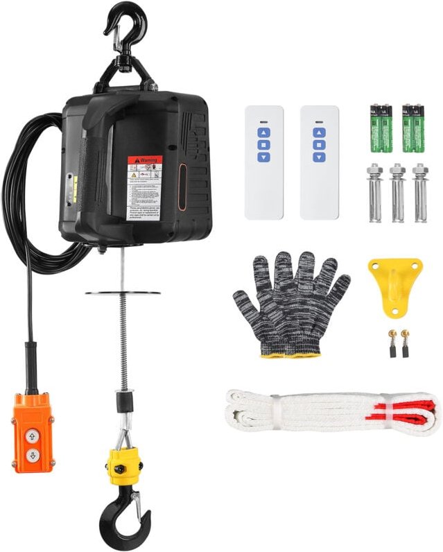 3-in-1 elektrische Hebewinde, 1100 lbs, 1500 w starke Seilwindenkran mit kabelgebundener und kabelloser Fernbedienung, 2...
