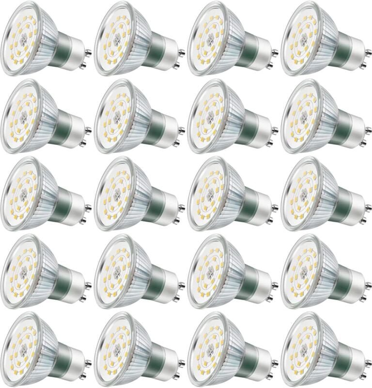 GU10 LED-Lampen, 5 W, entspricht 60 W, 600 lm, Kaltweiß 6000 K, 120° breiter Strahl, LED-Spotlampen, 20er-Pack