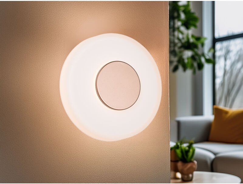 Dimmbare LED Wandleuchte CELESTE mit Glasschirm Weiß, Ø 22cm