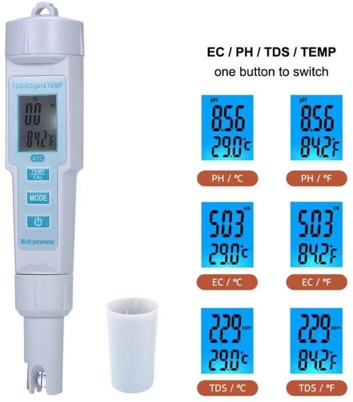 4-in-1-Digital-pH-/EC-/TDS-/Temperaturmessgerät und -Tester, 0,01 ph, hochpräziser Wasserqualitätstester für Trinkwasser...