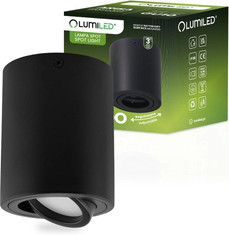 HALOGEN Aufbaustrahler schwenkbar LUNDO GU10 rund schwarz