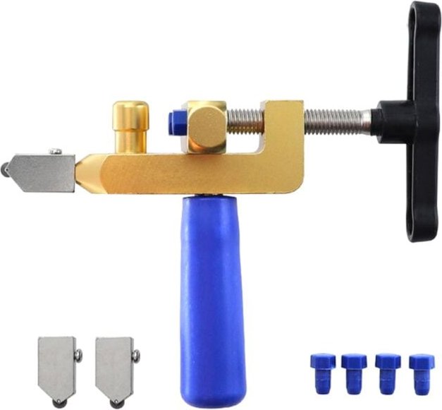 Tlily - 2-in-1-Fliesenschneider für Keramik und Glas, tragbares Bau-Handwerkzeug, Diamant-Set zum Schneiden