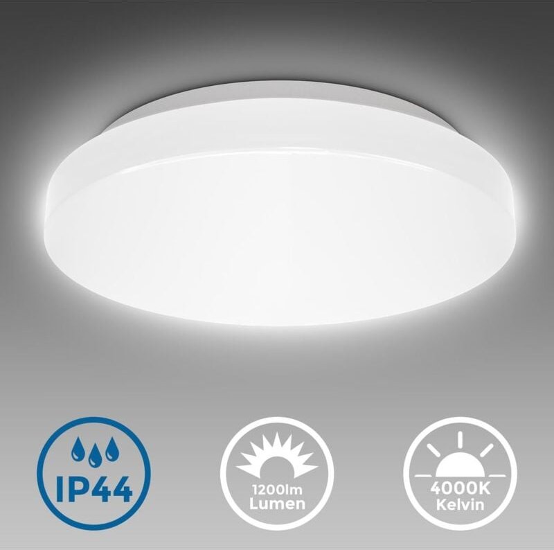 Deckenleuchte Ø28,8 cm - 12W, 1200lm, LED, IP44, neutralweiß, weiß
