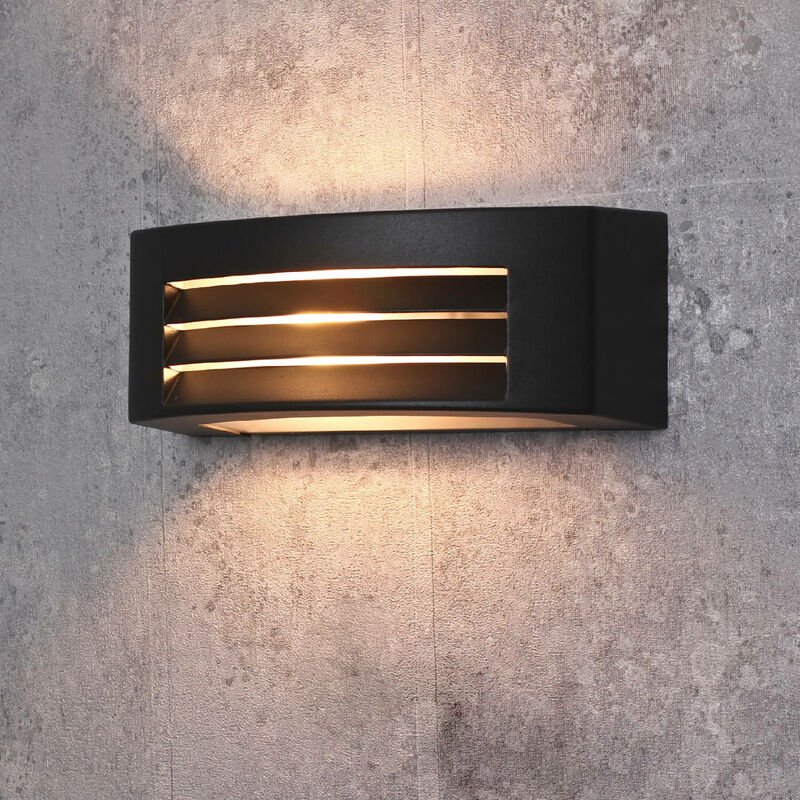 Licht-erlebnisse - Moderne Wandaußenlampe in grau mit Lamellen
