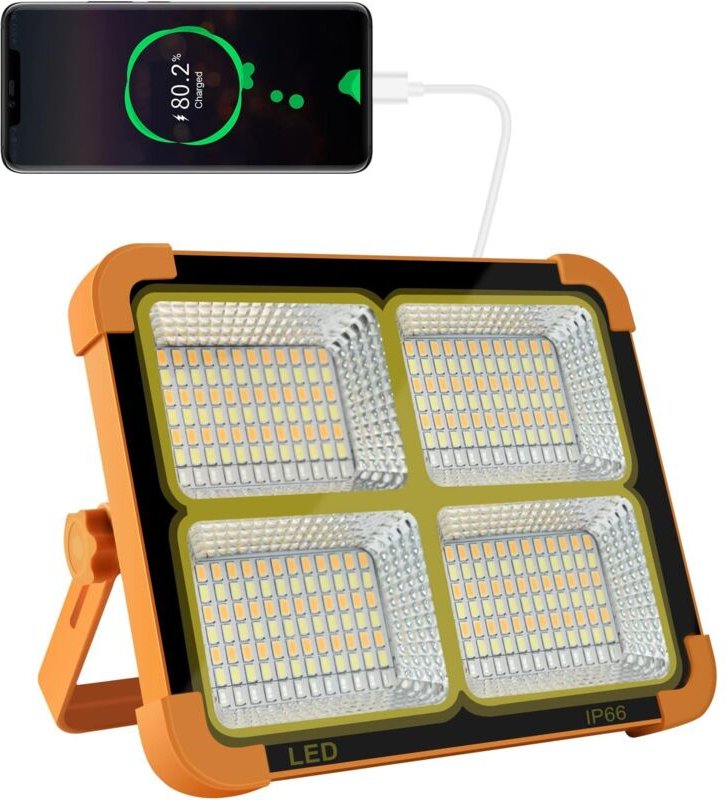 100 w 10000 lm wiederaufladbares LED-Flutlicht, tragbares Laternen-Arbeitslicht mit Solarpanel, 16500 mAh USB-aufladbare...