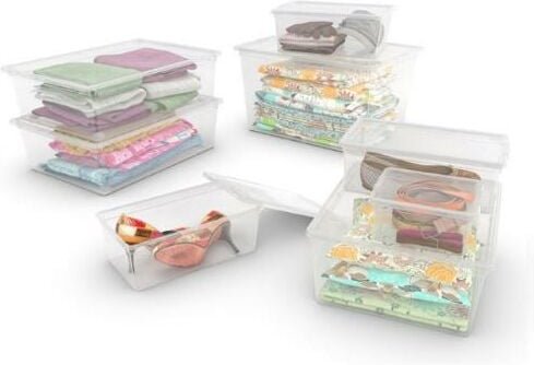 Transparenter C-Box-Behälter mit Mehrzweckdeckel für Gegenstände (xl - 38,5 x 55 x 30,5 cm)