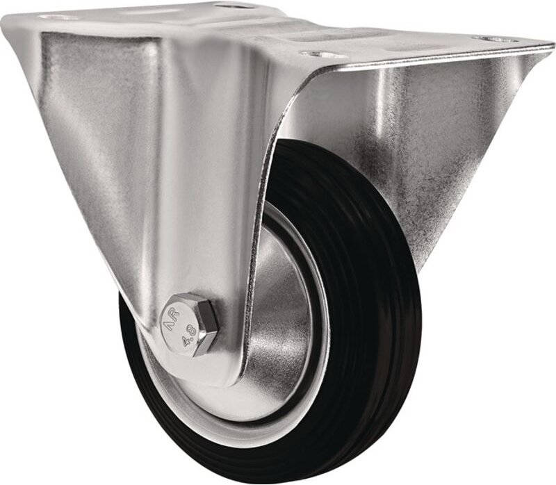 Bockrolle Rad-Ø 100 mm Tragfähigkeit 75 kg Vollgummi Platte L105xB80 mm