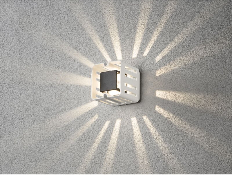 Konstsmide - led Außenwandleuchte pescara eckig, Alu weiß, 300 Lumen, IP54