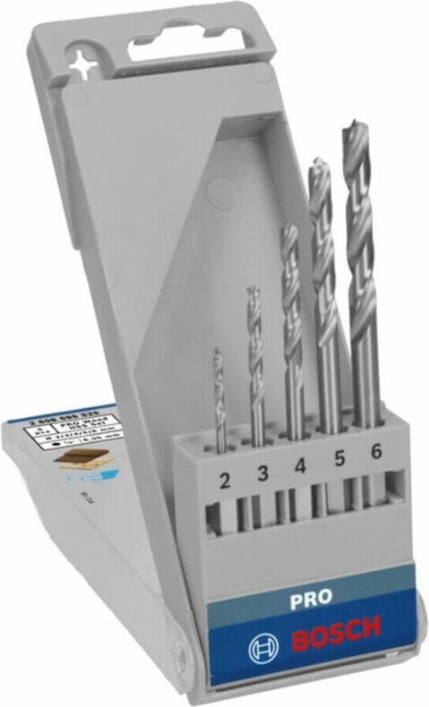 Bosch - Accessories 2608595525 Holz-Spiralbohrer-Set 5teilig 2 mm, 3 mm, 4 mm, 5 mm, 6 mm 1/4' (6.3 m
