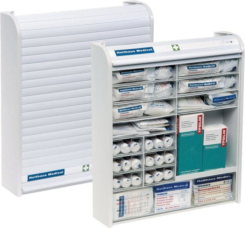 Verbandschrank Rollmed m.Rollo gef.,DIN 13157
