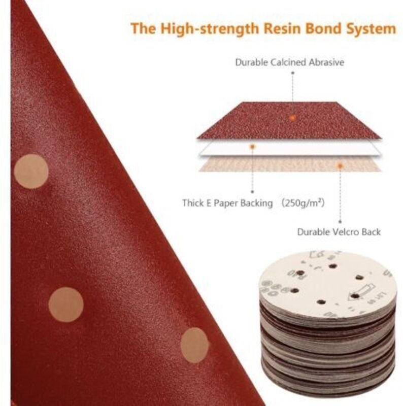 90 Stück 150 mm Schleifscheiben, Schleifscheiben, Körnung 40/60/80/100/120/150/180/240/320, ideal zum Schleifen/Polieren...
