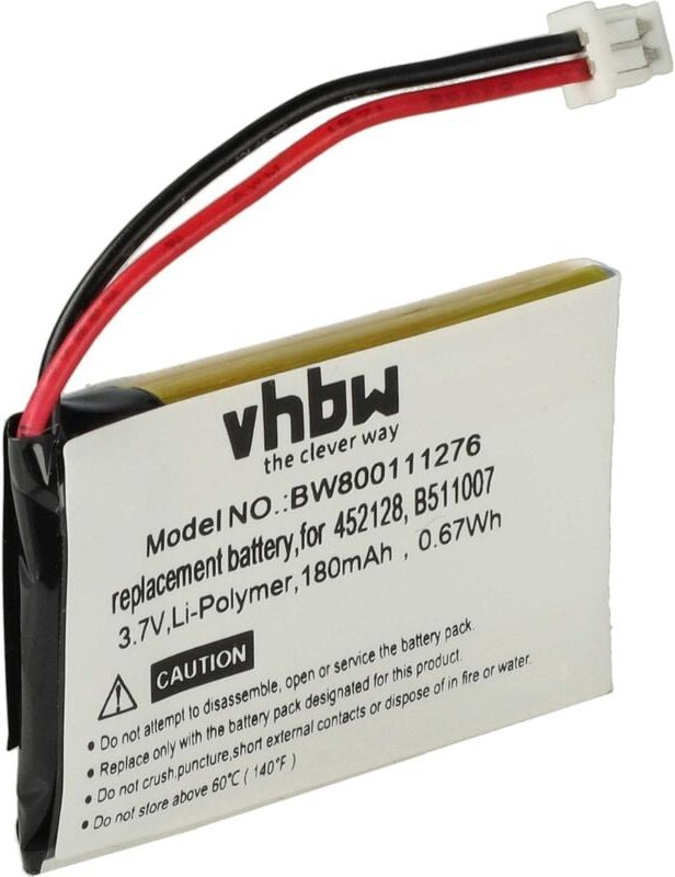 Vhbw - Akku kompatibel mit Plantronics CS60 Wireless Headset Kopfhörer (180 mAh, 3,7 v, Li-Polymer)