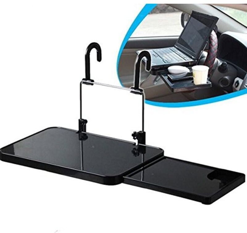 Linghhang - Auto-Computerständer, faltbarer Computertisch mit Schublade für Lenkrad, Auto-Rücksitz, Kopfstütze, Schwarz