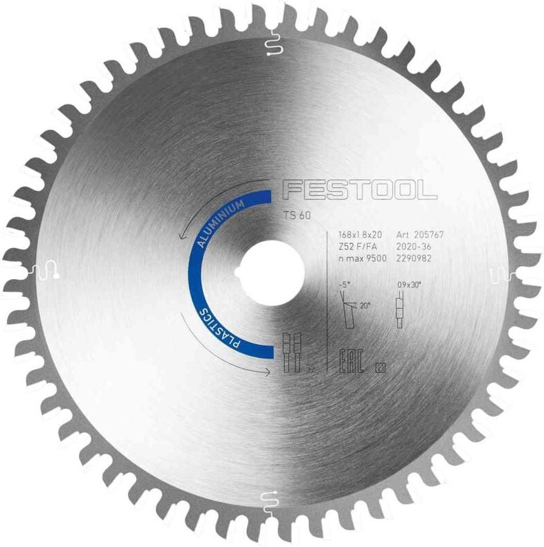 Kreissägeblatt hw 168x1,8x20 TF52 a aluminium/plastics - 205767 - Festool