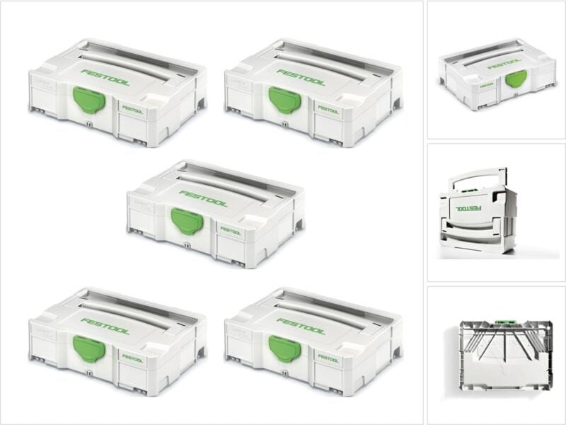 5 x Systainer t-loc sys 1 tl Werkzeug Koffer lichtgrau koppelbar ( 497563 ) - Festool