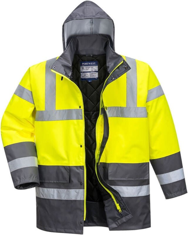 Portwest Warnschutz Kontrast Winter Verkehrsjacke Gelb/Grau XXXL