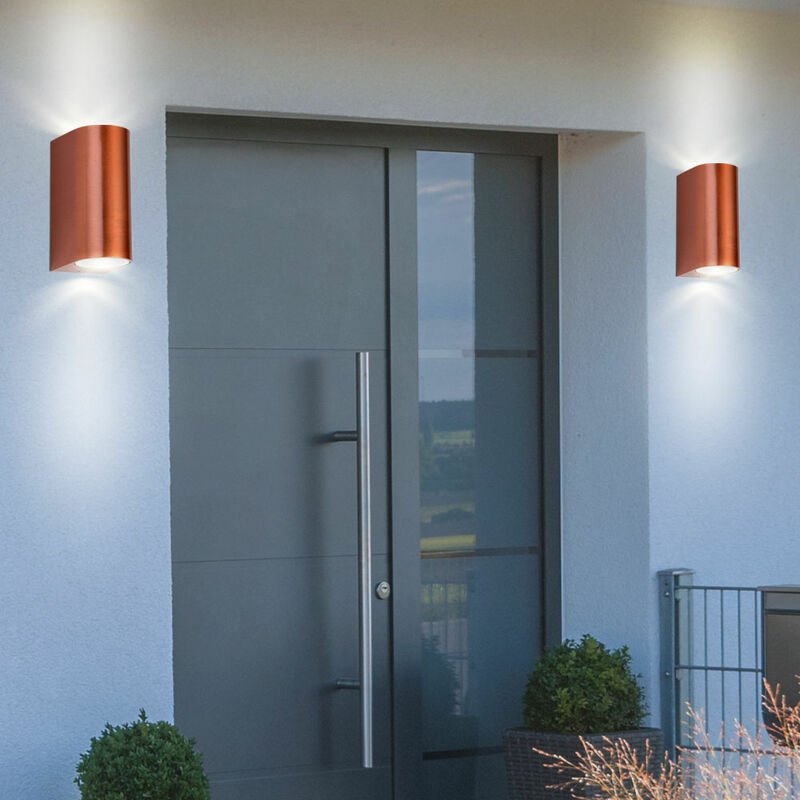 2er Set Außen Beleuchtung Garagen Wand Up Down Strahler Alu Lampen im Set inklusive led Leuchtmittel