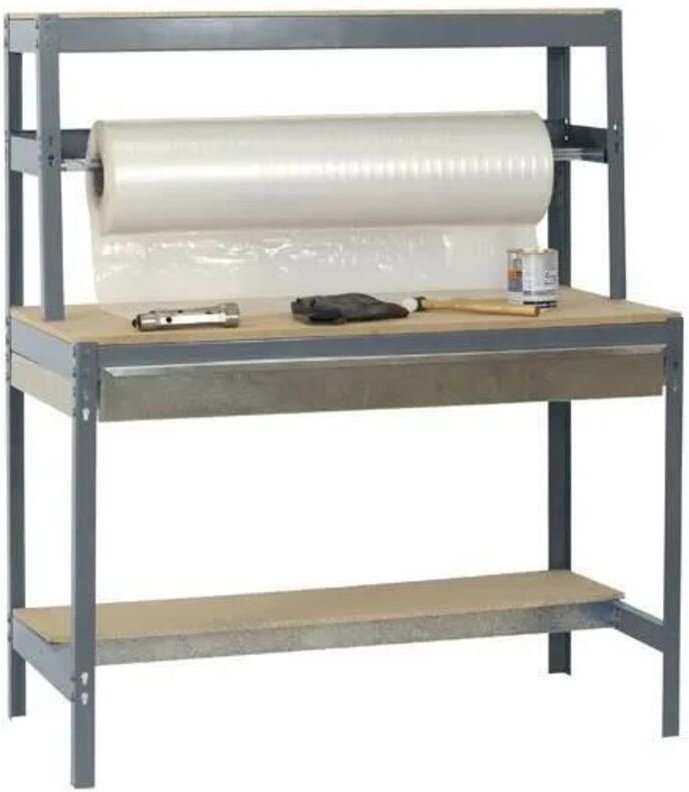 Simonrack Werkbank grau und Holz, schnelle Montage ohne Werkzeuge