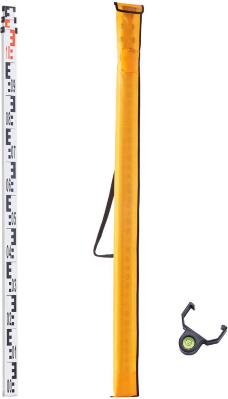 3M Aluminium-Messlatte, Teleskop-Messstab, doppelseitige CM/MM-Messlatte, Wasserwaage und Tragetasche für Haus-, Wand- u...