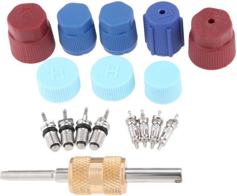 Tlily - 17 StüCke Klimaanlage Ventilein Satz Ventil EinsäTze ZubehöR a/c R12 R134A KüHlung Ventilschaft Einsatz Entferne...
