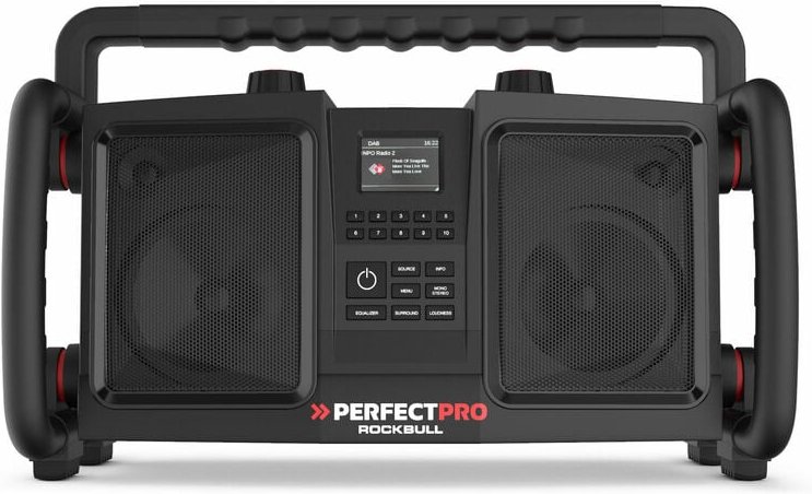 Baustellenradio rockbull mit integriertem Akku + Ladegerät - Perfectpro
