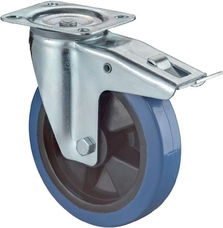 Thumbnail - Lenkrolle Pl.Fest.125mm ElastRad,bl,140kg - Bs Rollen