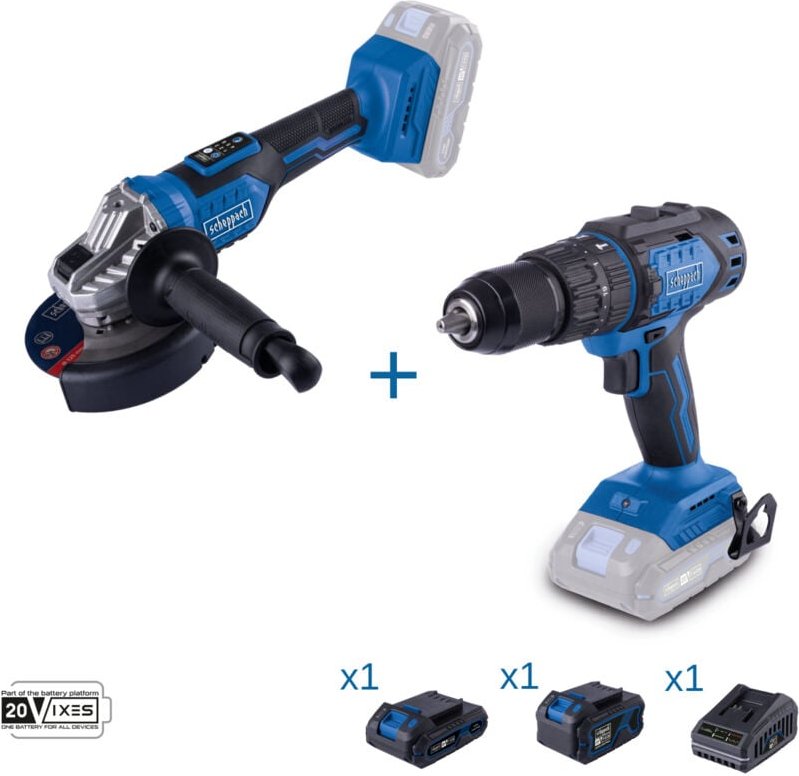Scheppach - Bohrer und Schleifer 20V mit 2 Akkus und Ladegerat ixes