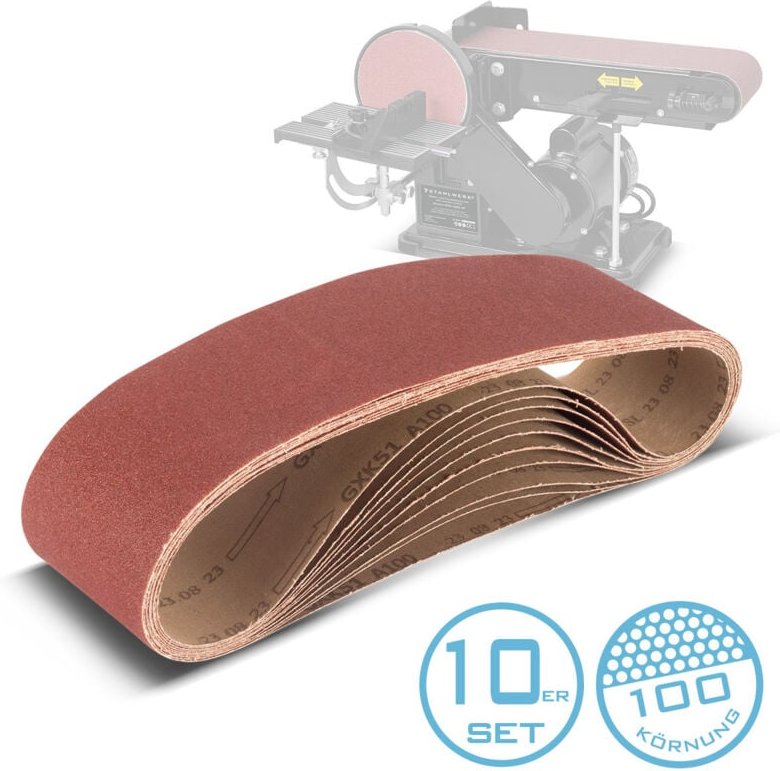 Thumbnail - STAHLWERK Schleifband 10er Set 915 x 100 mm K100 Körnung Universal-Schleifpapier