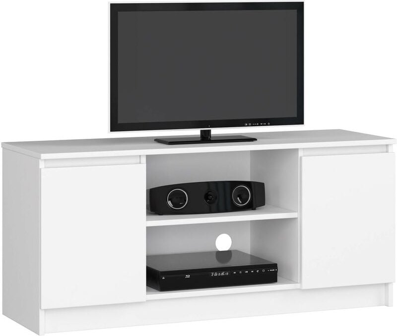 Thumbnail - Akord - tv Schrank Fernsehkommode 120 cm Weiß 2 Türen 2 Ebenen B120 x H55 x T40 cm