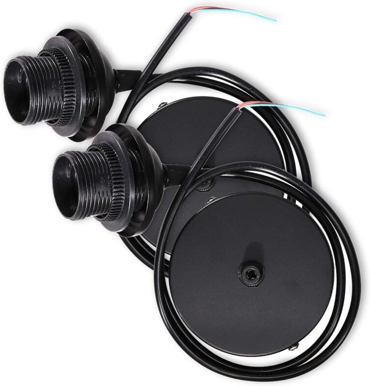 Jusch - 2x Elektrokabel für Lampe - Kabel mit E27-Fassung und Befestigungsring - Aufhängehalterung für Deckenleuchte - S...