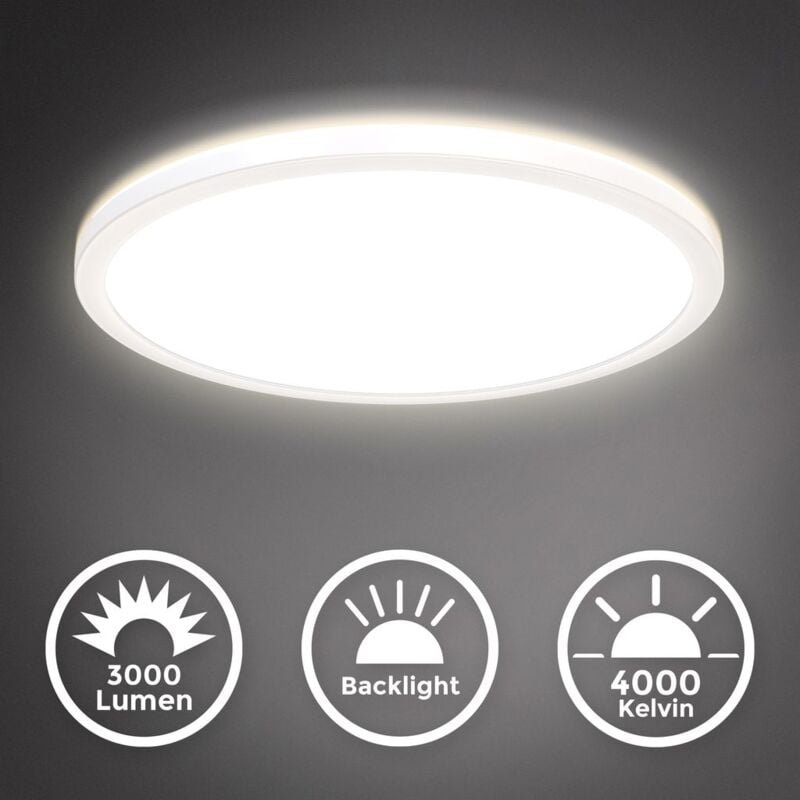 Thumbnail - B.k.licht - led Panel Ø42 cm - 22W, 3000lm, dimmbar, flach, backlight, neutralweiß, weiß