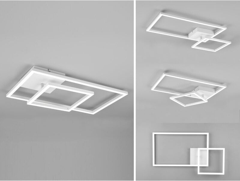 Led Deckenleuchte padella Weiß dimmbar Warmweiß, Breite 63cm