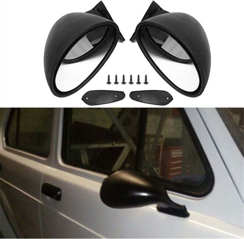 Linker und rechter klassischer Retro-Türaußenspiegel Vintage Matt Schwarz Universal
