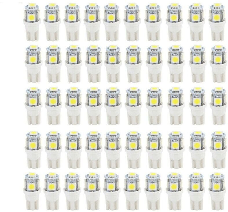 Tlily - 50 Stücke Super Weiß T10 Keil 5-SMD 5050 led Glühbirnen W5W 2825 158 192 168 194