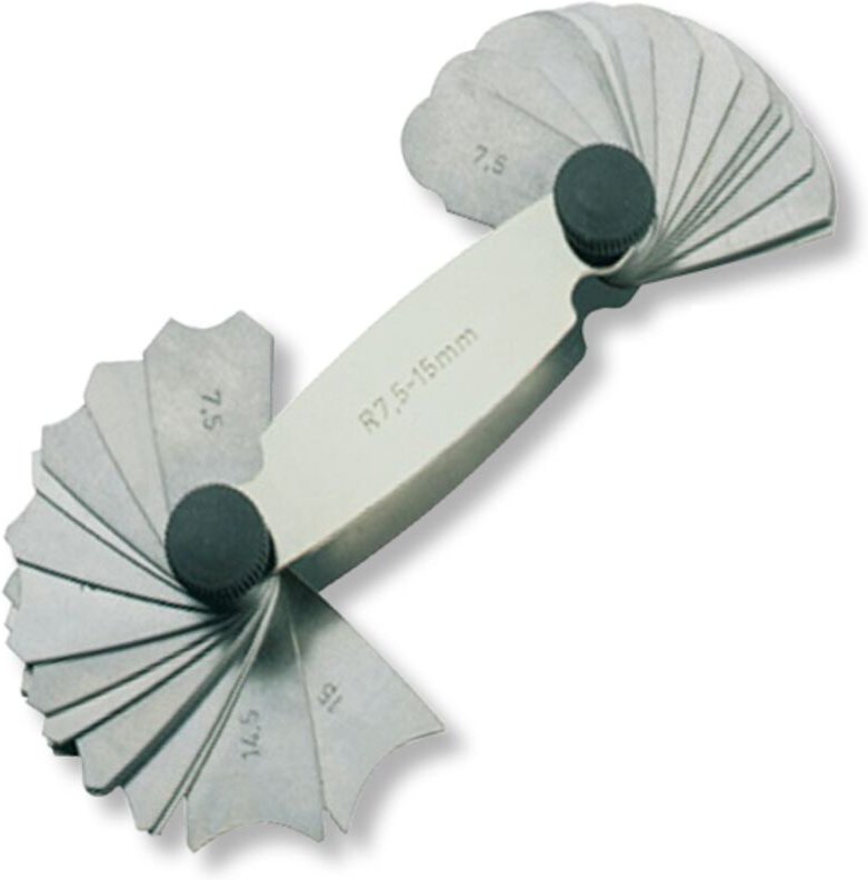 Radienschablonen Stahlblättchen Normalstahl 7,5-15,0mm (16)