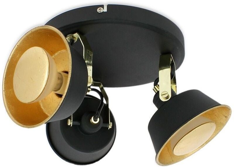 Arum Lighting - ridley Schwarz und Gold 3 Köpfe Deckenleuchte mit GU10 Warmweiß led Glühbirne