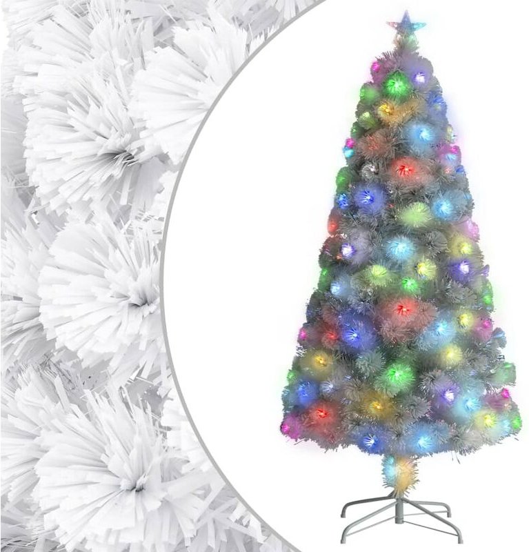 Vidaxl - Künstlicher Weihnachtsbaum mit Beleuchtung Weiß 120cm Glasfaser
