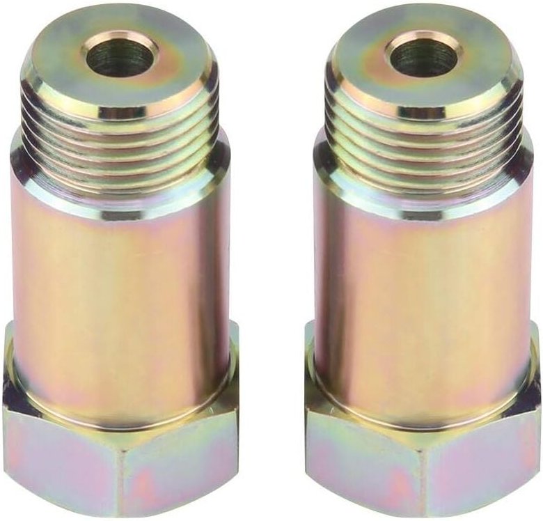 Aougo - 2 Stück Universal O2 Sauerstoffsensor Adapter Spacer Extender Bungs Gelb für Abgasanlagen, 45 mm M18 x 1,5