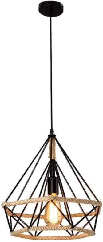 Vintage Pendelleuchte E27 Metall Käfig Hängende Deckenleuchte 25CM Schwarz für Küche Esszimmer