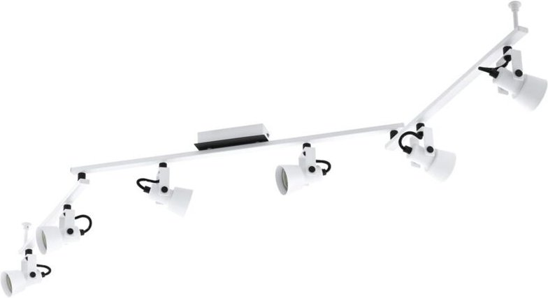Deckenlampe Trillo, Deckenleuchte mit 6 schwenkbaren Spots, Deckenbeleuchtung für Büro und Wohnzimmer, Metall in Weiß un...