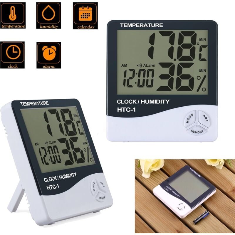 Crediri Pakete lcd Digital Hygrometer Thermometer Feuchtigkeitsmesser Innenuhr -50°C +70°C, 10% 99% rh