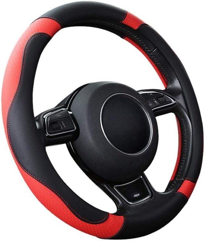 Thumbnail - Ersandy - Auto-Lenkradbezug, Mikrofaser-Leder-Lenkradbezüge, universell, 37–38 cm/15 Zoll, rutschfest, atmungsaktiv, lan...