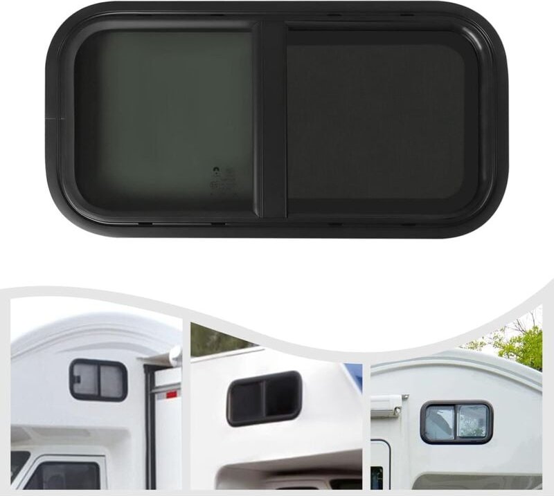 Wohnwagen Fenster Caravan Seitenfenster Schiebe rv Fenster Schwarze Wohnwagenfenster mit Bildschirm Wohnmobil-Schiebefen...
