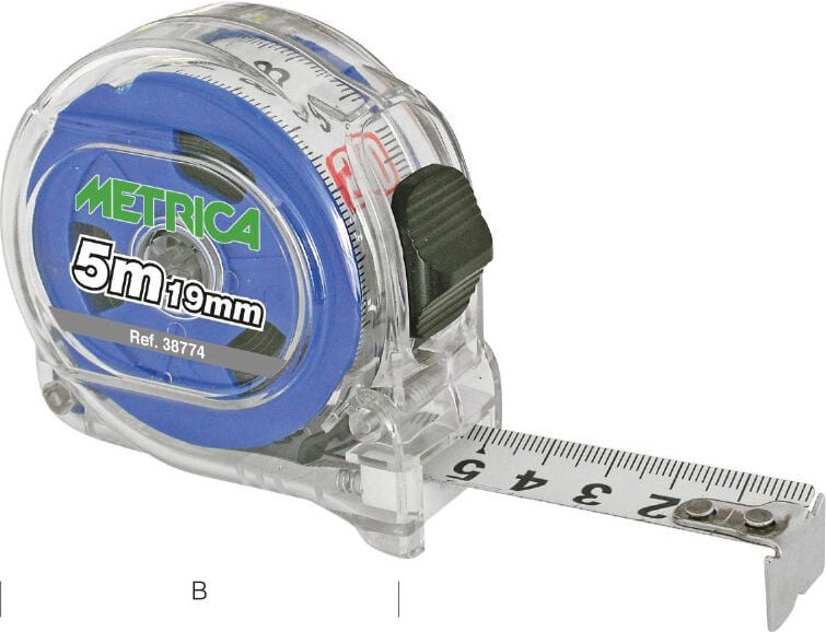 Messlatte transparentes Band mit doppelter Skala blau METRICA - 38774