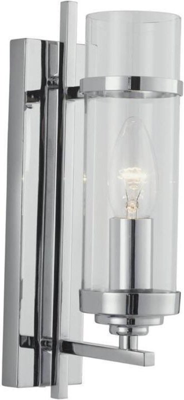 Searchlight Milo - 1 Licht Glasschirm Kerze Wandleuchte Chrom, E14