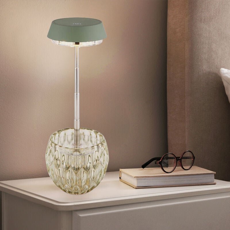 Tischlampe Nachttischlampe Tischleuchte LED Touchdimmer Edelstahl grün H 28 cm